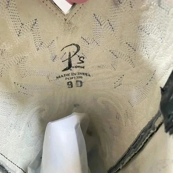 Vintage P’s by Ferrini Men’s Cowboy Boots Smooth Ostrich Black Leather SZ 9 D - Picture 9 of 10